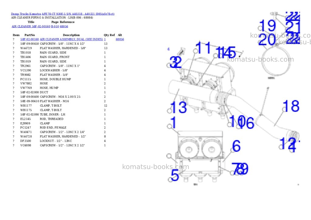 Komatsu AFE78-CT 930E-5 S/N A40318 - A40321 SMS Parts catalog cover Page 3 Komatsu AFE78-CT 930E-5 S/N A40318 - A40321 SMS Parts catalog cover Page 3