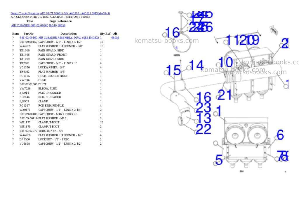 Komatsu AFE78-CT 930E-5 S/N A40318 - A40321 SMS Parts catalog cover Page 4 Komatsu AFE78-CT 930E-5 S/N A40318 - A40321 SMS Parts catalog cover Page 4