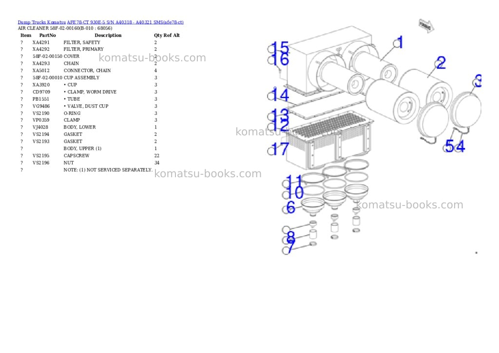 Komatsu AFE78-CT 930E-5 S/N A40318 - A40321 SMS Parts catalog cover Page 5 Komatsu AFE78-CT 930E-5 S/N A40318 - A40321 SMS Parts catalog cover Page 5