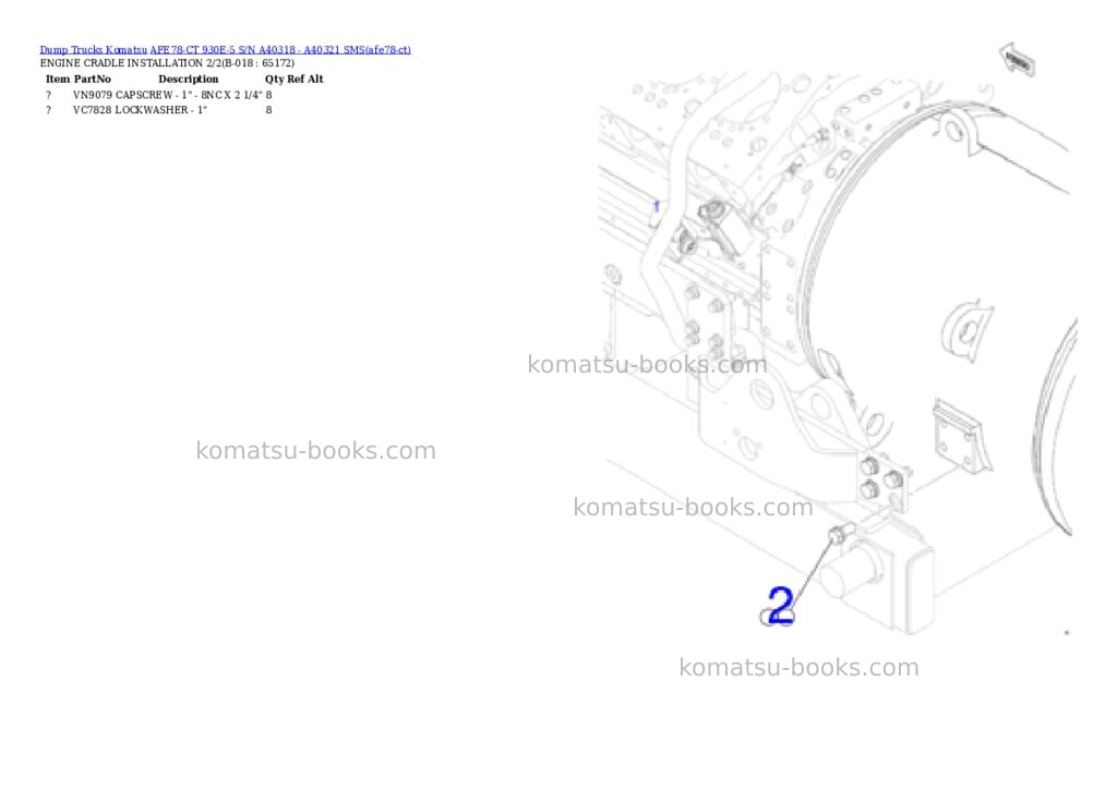 Komatsu AFE78-CT 930E-5 S/N A40318 - A40321 SMS Parts catalog cover Page 9 Komatsu AFE78-CT 930E-5 S/N A40318 - A40321 SMS Parts catalog cover Page 9