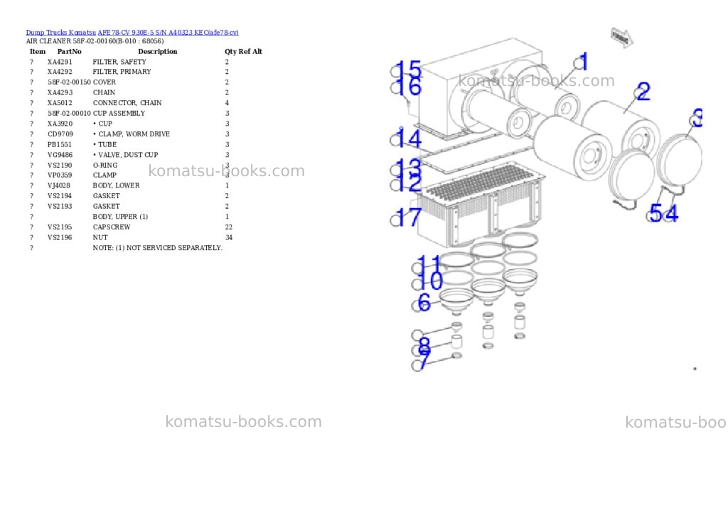 Komatsu AFE78-CV 930E-5 S/N A40323 KEC Parts catalog cover Page 5 Komatsu AFE78-CV 930E-5 S/N A40323 KEC Parts catalog cover Page 5