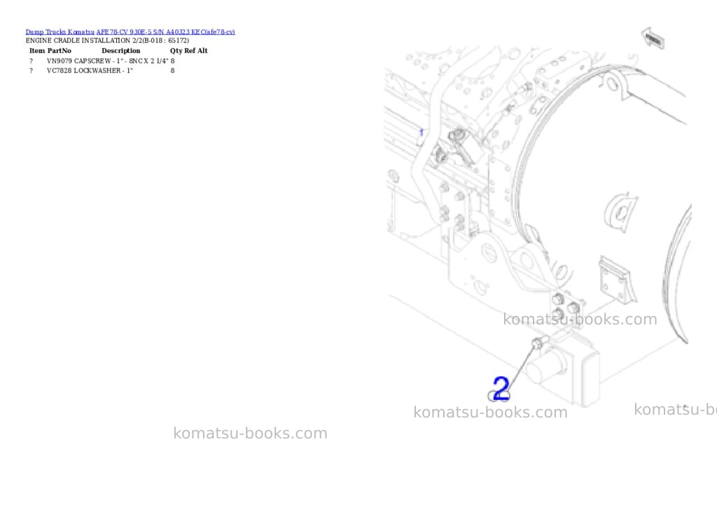 Komatsu AFE78-CV 930E-5 S/N A40323 KEC Parts catalog cover Page 9 Komatsu AFE78-CV 930E-5 S/N A40323 KEC Parts catalog cover Page 9