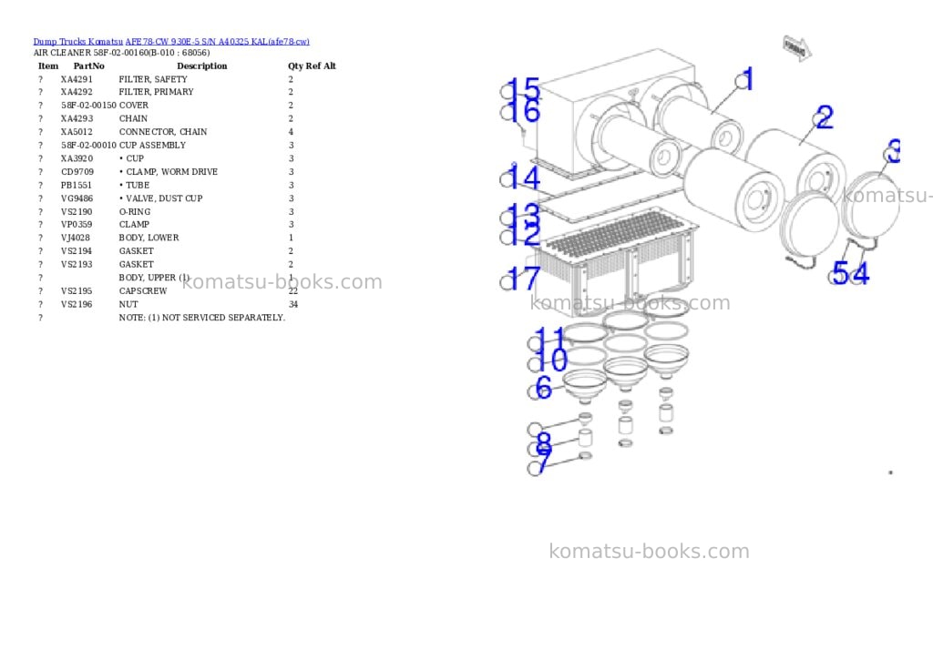 Komatsu AFE78-CW 930E-5 S/N A40325 KAL Parts catalog cover Page 5