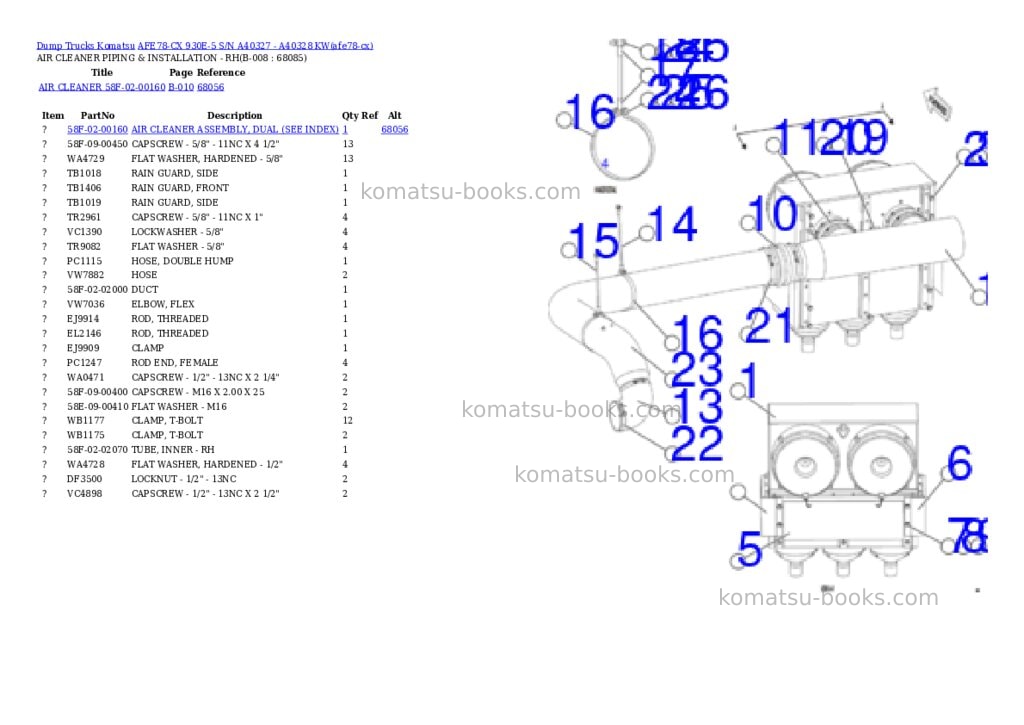 Komatsu AFE78-CX 930E-5 S/N A40327 - A40328 KW Parts catalog cover Page 4