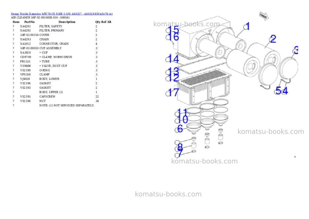 Komatsu AFE78-CX 930E-5 S/N A40327 - A40328 KW Parts catalog cover Page 5
