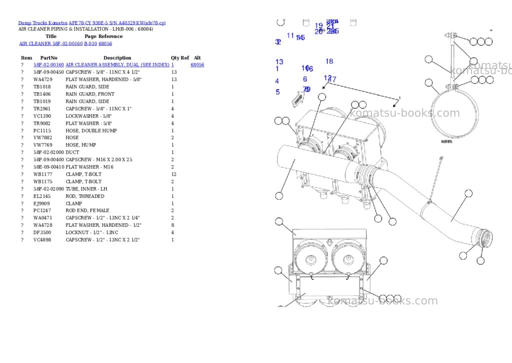 Komatsu AFE78-CY 930E-5 S/N A40329 KW Parts catalog cover Page 3