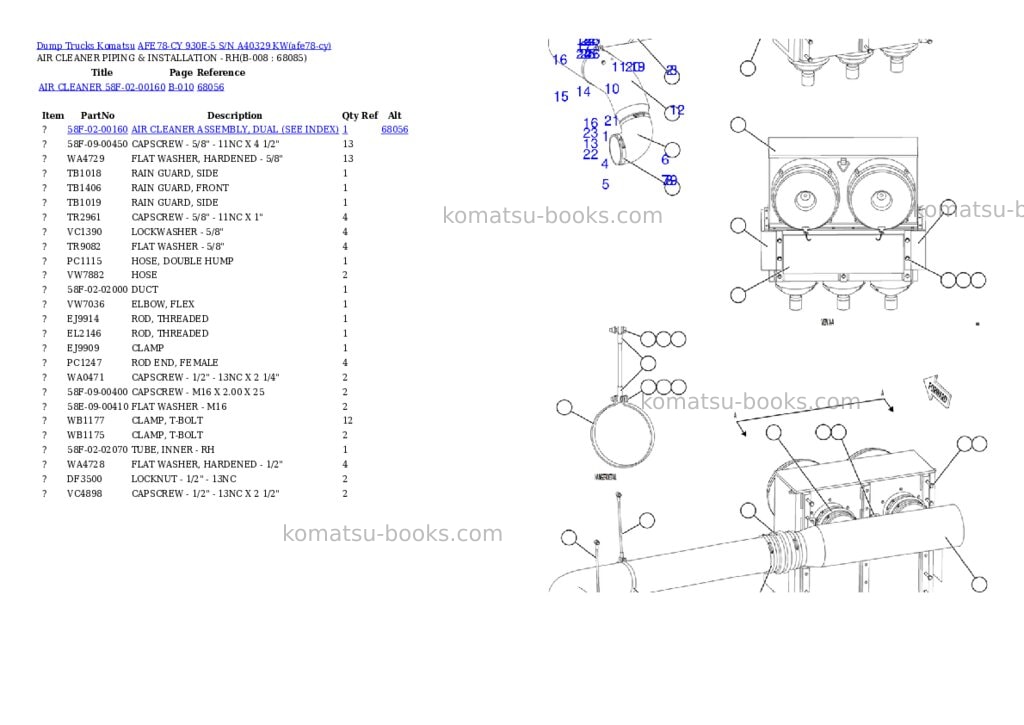 Komatsu AFE78-CY 930E-5 S/N A40329 KW Parts catalog cover Page 4