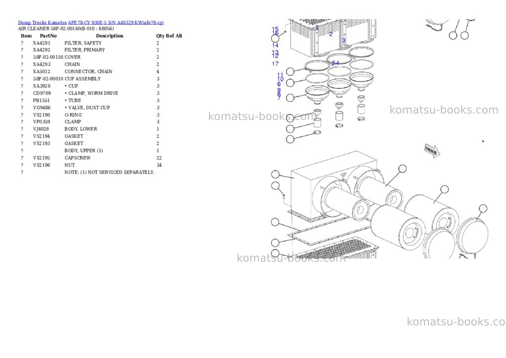 Komatsu AFE78-CY 930E-5 S/N A40329 KW Parts catalog cover Page 5