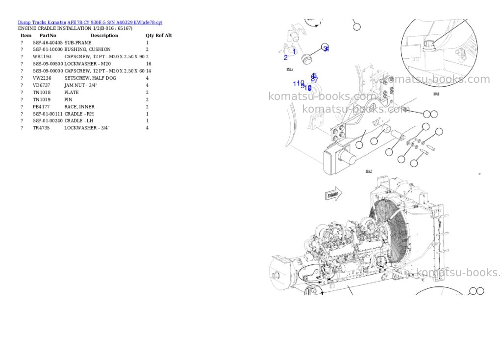 Komatsu AFE78-CY 930E-5 S/N A40329 KW Parts catalog cover Page 8