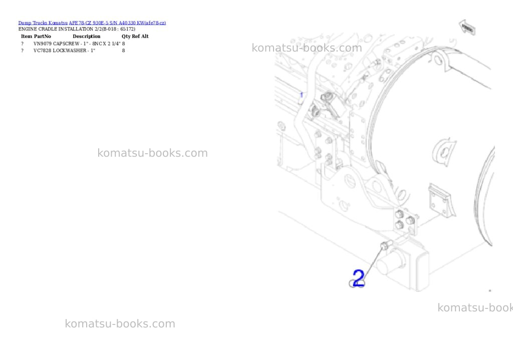 Komatsu AFE78-CZ 930E-5 S/N A40330 KW Parts catalog cover Page 9 Komatsu AFE78-CZ 930E-5 S/N A40330 KW Parts catalog cover Page 9