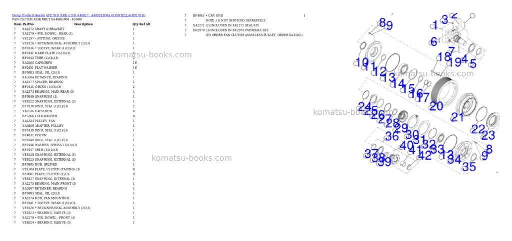Komatsu afe78-d 930e-5 s/n a40027 - a40028 bma goonyella Parts catalog cover Page 2