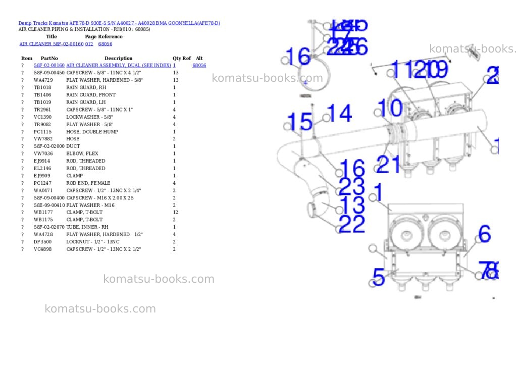 Komatsu afe78-d 930e-5 s/n a40027 - a40028 bma goonyella Parts catalog cover Page 5