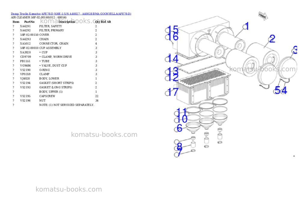 Komatsu afe78-d 930e-5 s/n a40027 - a40028 bma goonyella Parts catalog cover Page 6