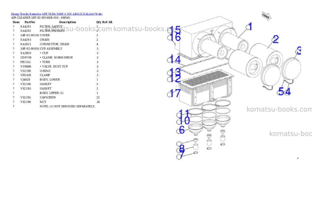 Komatsu AFE78-DA 930E-5 S/N A40331 KAL Parts catalog cover Page 5 Komatsu AFE78-DA 930E-5 S/N A40331 KAL Parts catalog cover Page 5