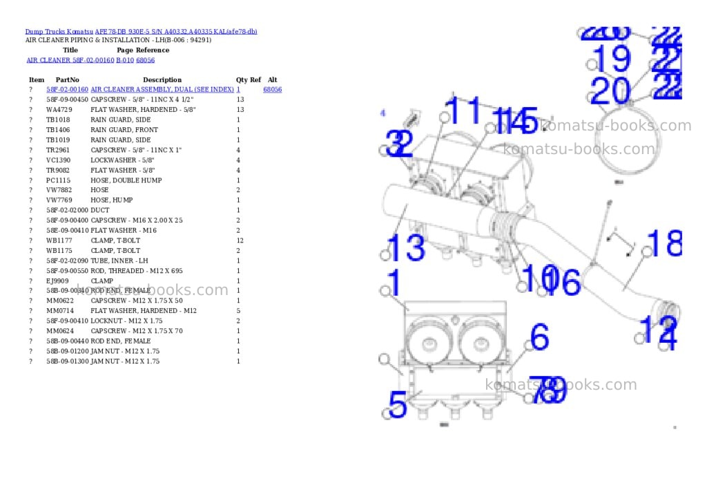 Komatsu AFE78-DB 930E-5 S/N A40332,A40335 KAL Parts catalog cover Page 3