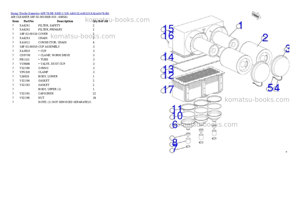 Komatsu AFE78-DB 930E-5 S/N A40332,A40335 KAL Parts catalog cover Page 5