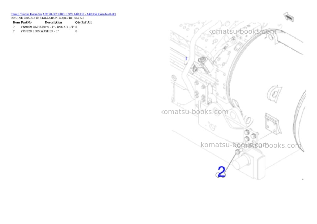 Komatsu AFE78-DC 930E-5 S/N A40333 - A40334 KW Parts catalog cover Page 9