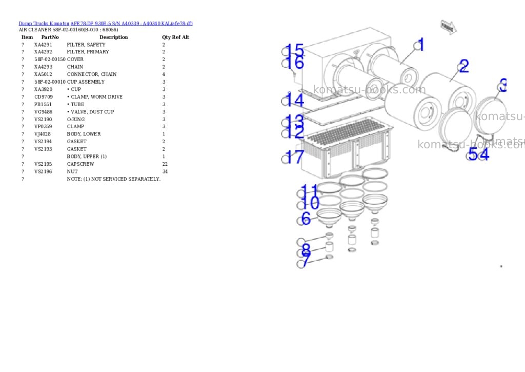 Komatsu AFE78-DF 930E-5 S/N A40339 - A40340 KAL Parts catalog cover Page 5