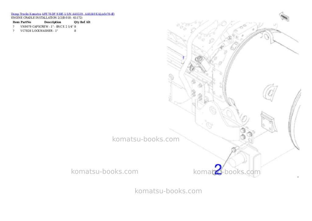 Komatsu AFE78-DF 930E-5 S/N A40339 - A40340 KAL Parts catalog cover Page 9