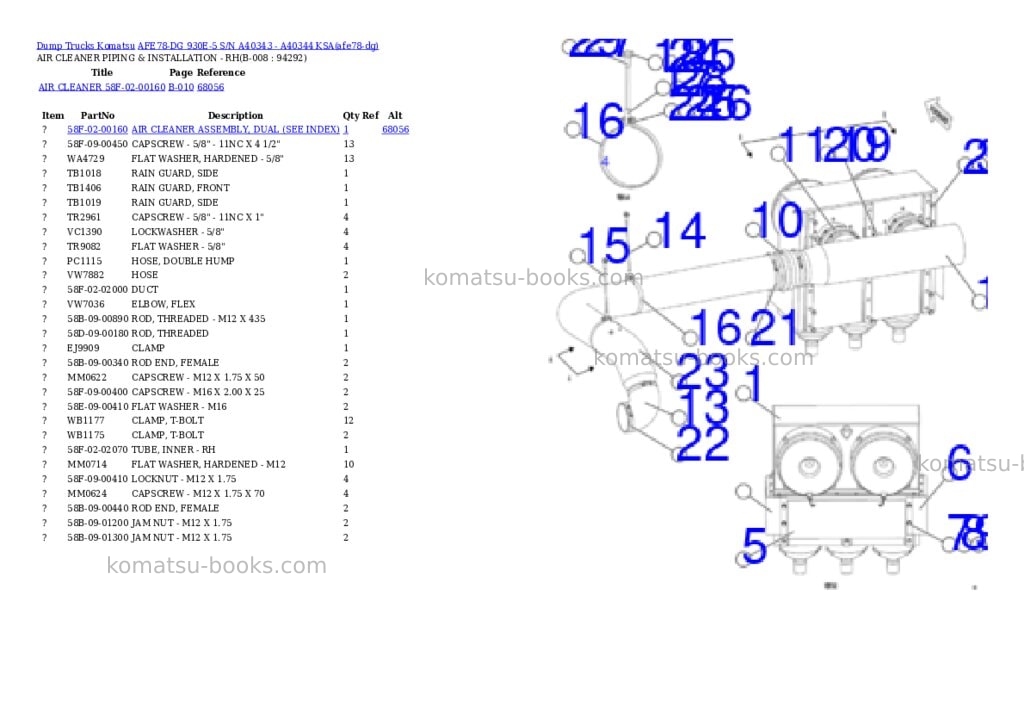 Komatsu AFE78-DG 930E-5 S/N A40343 - A40344 KSA Parts catalog cover Page 4