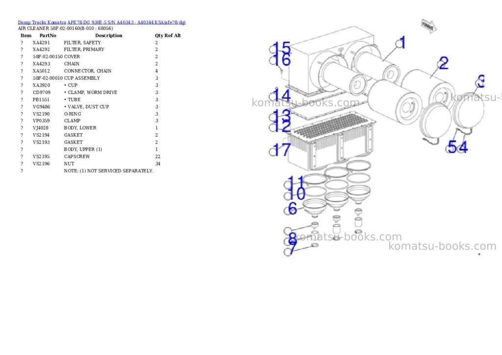 Komatsu AFE78-DG 930E-5 S/N A40343 - A40344 KSA Parts catalog cover Page 5