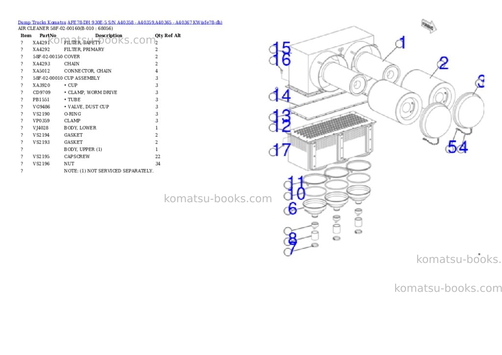 Komatsu AFE78-DH 930E-5 S/N A40358 - A40359,A40365 - A40367 KW Parts catalog cover Page 5 Komatsu AFE78-DH 930E-5 S/N A40358 - A40359,A40365 - A40367 KW Parts catalog cover Page 5