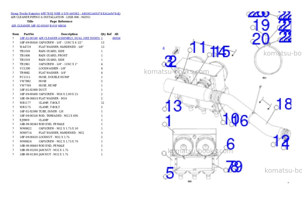 Komatsu AFE78-DJ 930E-5 S/N A40362 - A40363,A40374 KAL Parts catalog cover Page 3
