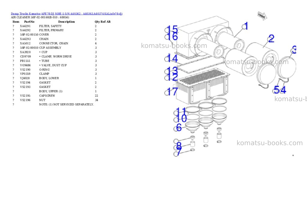 Komatsu AFE78-DJ 930E-5 S/N A40362 - A40363,A40374 KAL Parts catalog cover Page 5