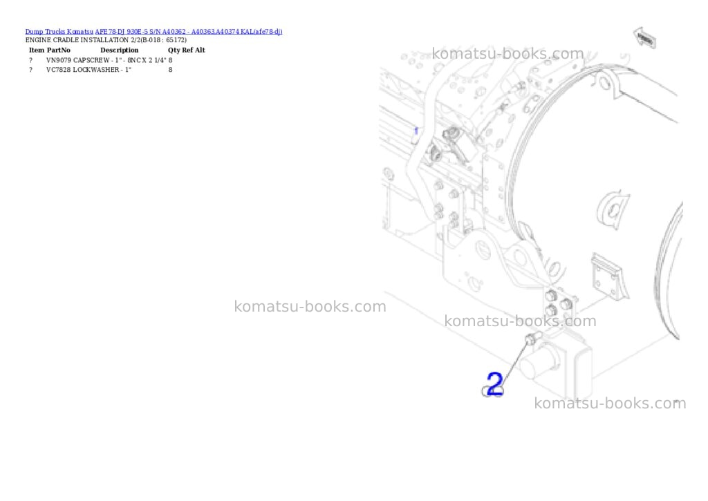 Komatsu AFE78-DJ 930E-5 S/N A40362 - A40363,A40374 KAL Parts catalog cover Page 9