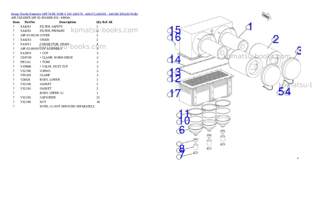 Komatsu AFE78-DK 930E-5 S/N A40370 - A40373,A40381 - A40382 KW Parts catalog cover Page 5 Komatsu AFE78-DK 930E-5 S/N A40370 - A40373,A40381 - A40382 KW Parts catalog cover Page 5