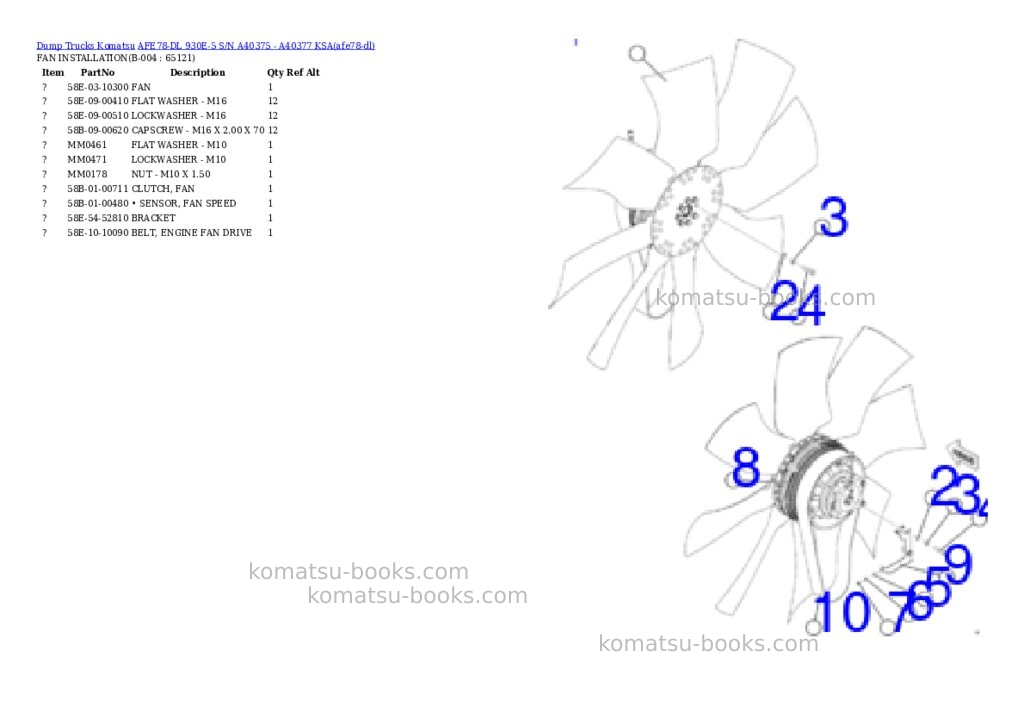 Komatsu AFE78-DL 930E-5 S/N A40375 - A40377 KSA Parts catalog cover Page 2