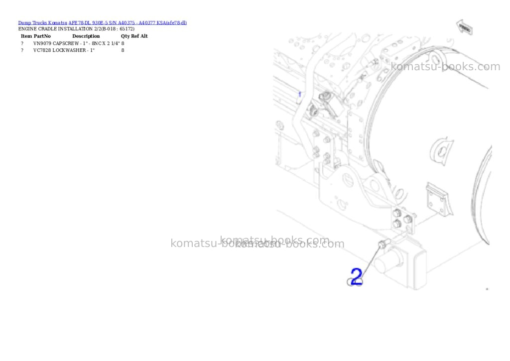 Komatsu AFE78-DL 930E-5 S/N A40375 - A40377 KSA Parts catalog cover Page 9