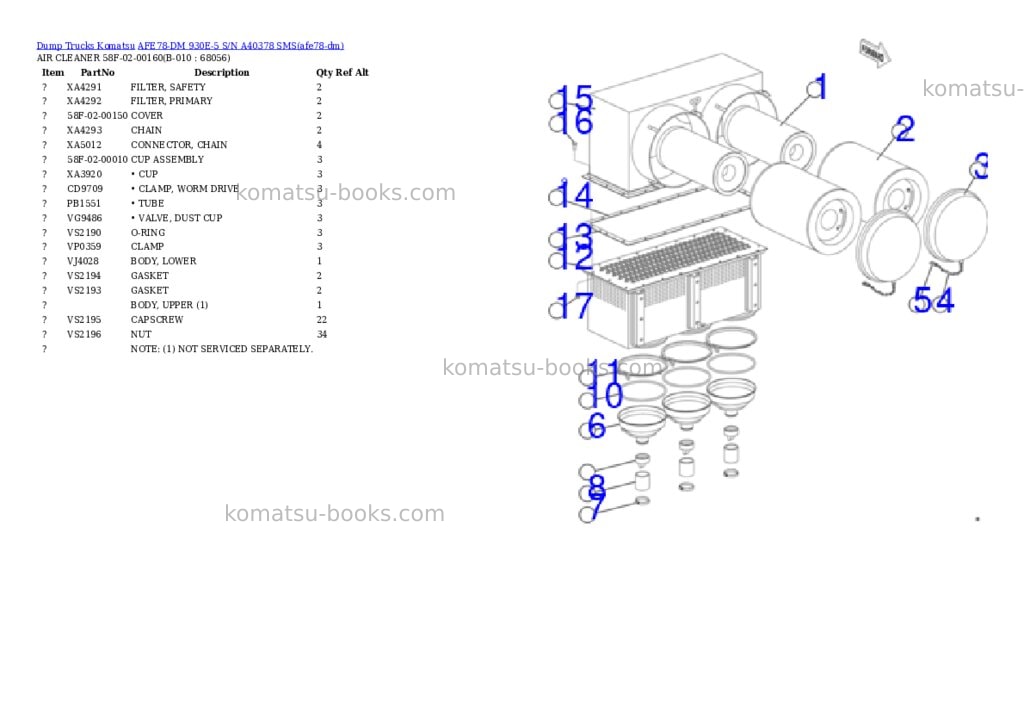 Komatsu AFE78-DM 930E-5 S/N A40378 SMS Parts catalog cover Page 5