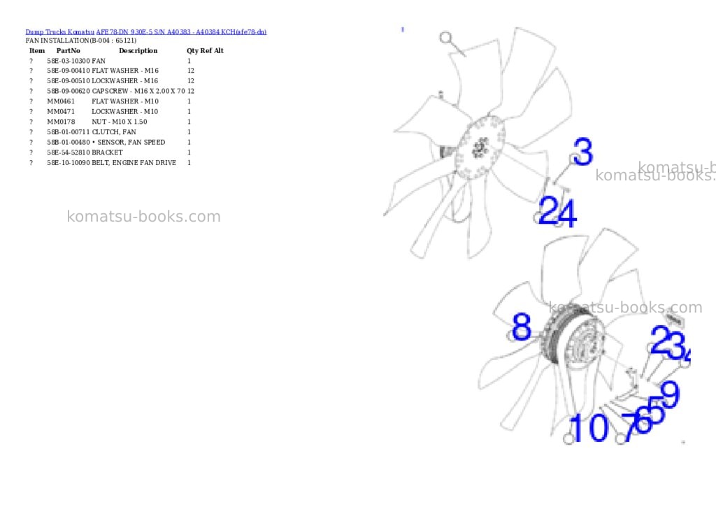 Komatsu AFE78-DN 930E-5 S/N A40383 - A40384 KCH Parts catalog cover Page 2 Komatsu AFE78-DN 930E-5 S/N A40383 - A40384 KCH Parts catalog cover Page 2