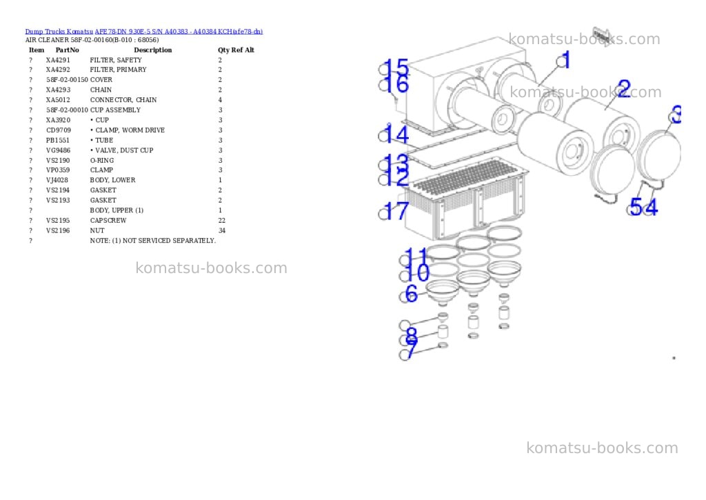 Komatsu AFE78-DN 930E-5 S/N A40383 - A40384 KCH Parts catalog cover Page 5 Komatsu AFE78-DN 930E-5 S/N A40383 - A40384 KCH Parts catalog cover Page 5