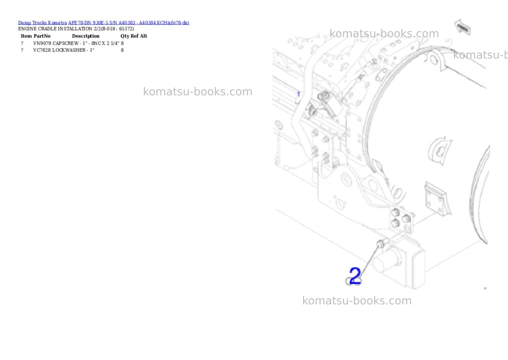 Komatsu AFE78-DN 930E-5 S/N A40383 - A40384 KCH Parts catalog cover Page 9 Komatsu AFE78-DN 930E-5 S/N A40383 - A40384 KCH Parts catalog cover Page 9