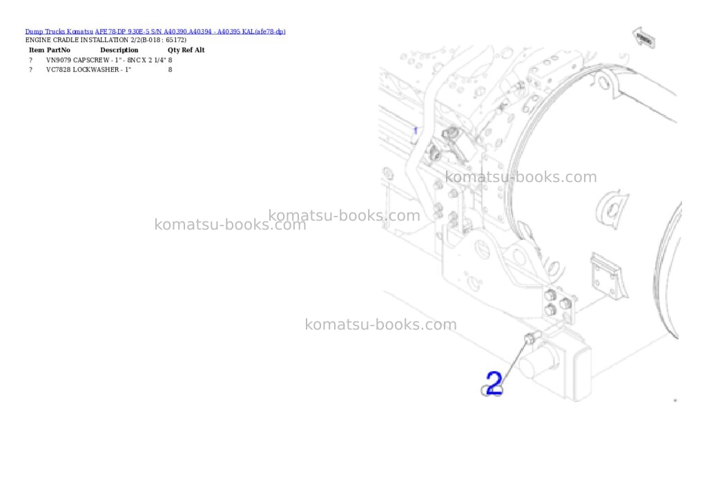 Komatsu AFE78-DP 930E-5 S/N A40390,A40394 - A40395 KAL Parts catalog cover Page 10