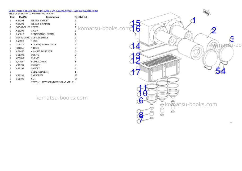 Komatsu AFE78-DP 930E-5 S/N A40390,A40394 - A40395 KAL Parts catalog cover Page 6