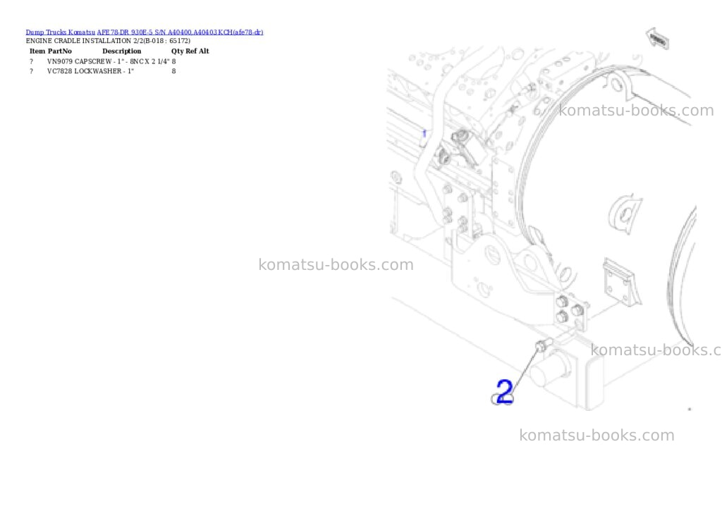 Komatsu AFE78-DR 930E-5 S/N A40400,A40403 KCH Parts catalog cover Page 10 Komatsu AFE78-DR 930E-5 S/N A40400,A40403 KCH Parts catalog cover Page 10