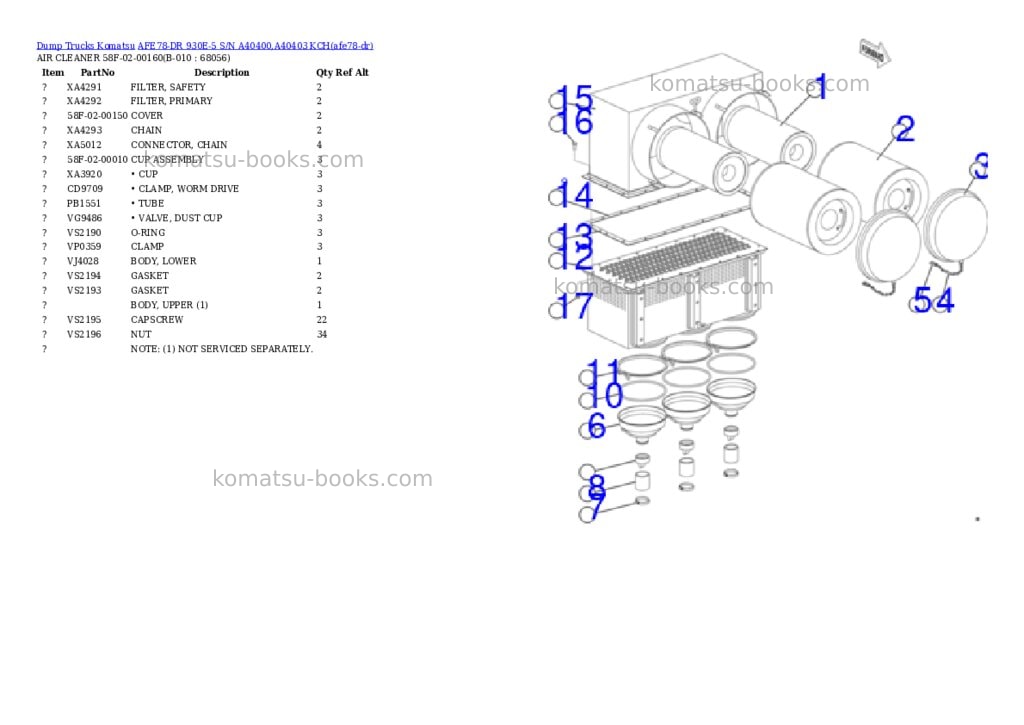 Komatsu AFE78-DR 930E-5 S/N A40400,A40403 KCH Parts catalog cover Page 6 Komatsu AFE78-DR 930E-5 S/N A40400,A40403 KCH Parts catalog cover Page 6