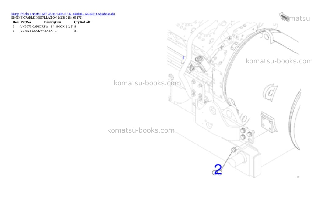 Komatsu AFE78-DS 930E-5 S/N A40404 - A40405 KSA Parts catalog cover Page 10 Komatsu AFE78-DS 930E-5 S/N A40404 - A40405 KSA Parts catalog cover Page 10