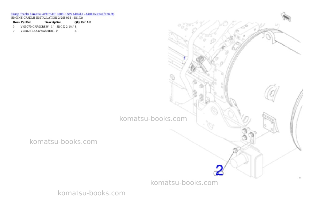 Komatsu AFE78-DT 930E-5 S/N A40413 - A40415 KW Parts catalog cover Page 10