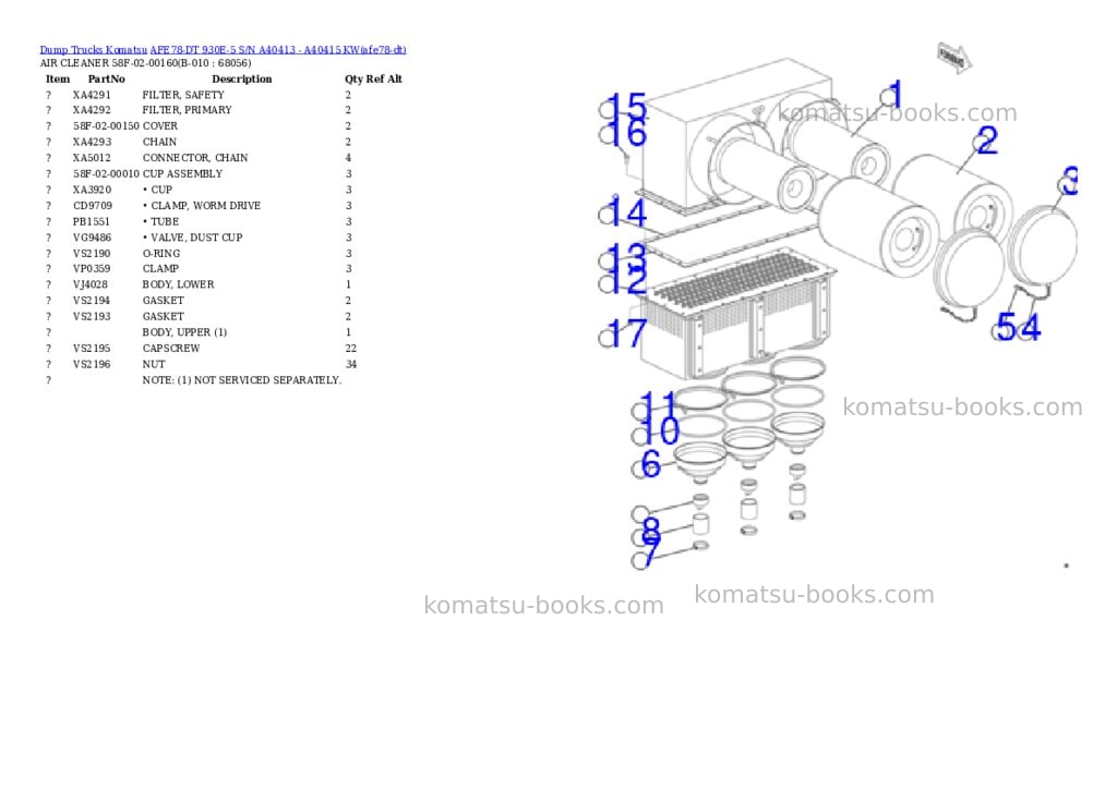 Komatsu AFE78-DT 930E-5 S/N A40413 - A40415 KW Parts catalog cover Page 6