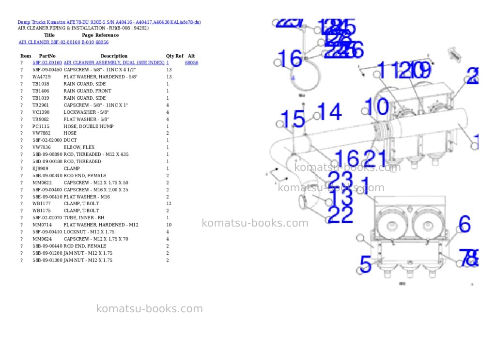 Komatsu AFE78-DU 930E-5 S/N A40416 - A40417,A40430 KAL Parts catalog cover Page 4 Komatsu AFE78-DU 930E-5 S/N A40416 - A40417,A40430 KAL Parts catalog cover Page 4