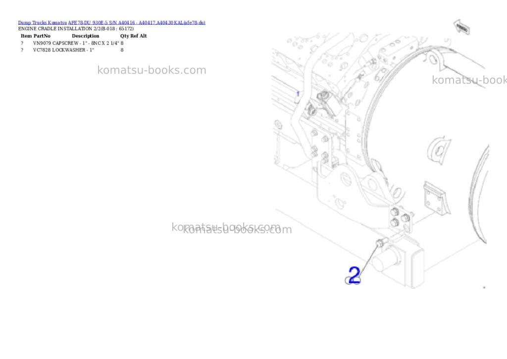 Komatsu AFE78-DU 930E-5 S/N A40416 - A40417,A40430 KAL Parts catalog cover Page 9 Komatsu AFE78-DU 930E-5 S/N A40416 - A40417,A40430 KAL Parts catalog cover Page 9