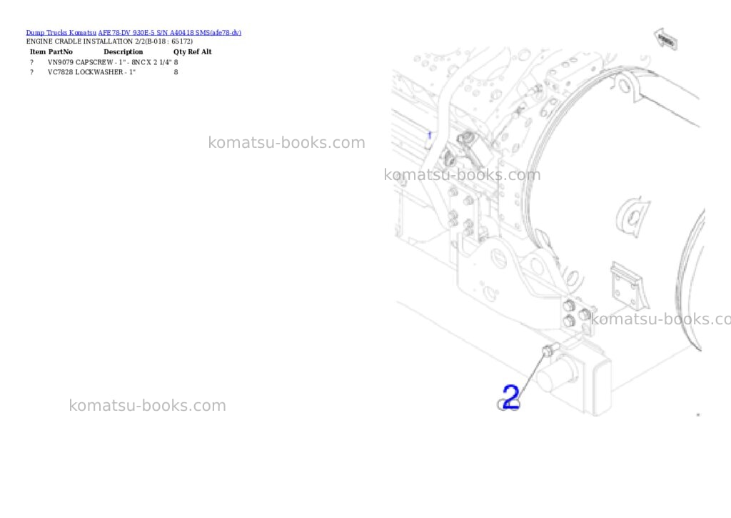 Komatsu AFE78-DV 930E-5 S/N A40418 SMS Parts catalog cover Page 10 Komatsu AFE78-DV 930E-5 S/N A40418 SMS Parts catalog cover Page 10