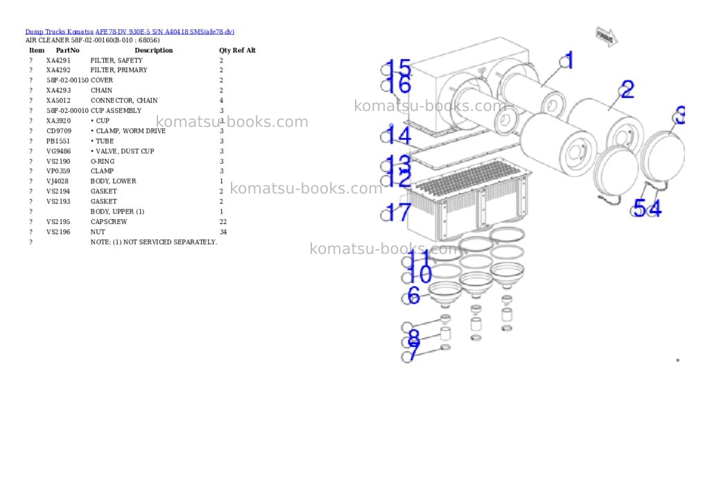 Komatsu AFE78-DV 930E-5 S/N A40418 SMS Parts catalog cover Page 6 Komatsu AFE78-DV 930E-5 S/N A40418 SMS Parts catalog cover Page 6