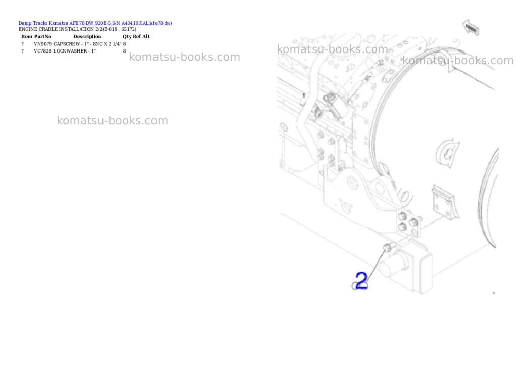 Komatsu AFE78-DW 930E-5 S/N A40419 KAL Parts catalog cover Page 10 Komatsu AFE78-DW 930E-5 S/N A40419 KAL Parts catalog cover Page 10