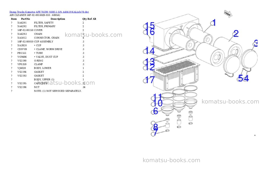 Komatsu AFE78-DW 930E-5 S/N A40419 KAL Parts catalog cover Page 6 Komatsu AFE78-DW 930E-5 S/N A40419 KAL Parts catalog cover Page 6