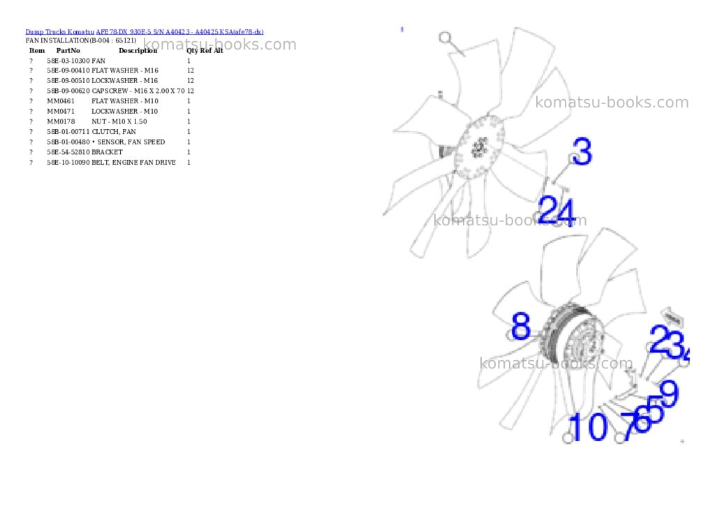 Komatsu AFE78-DX 930E-5 S/N A40423 - A40425 KSA Parts catalog cover Page 2